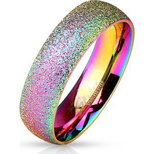 Ocelový duhový prsten s pískovaným matným povrchem Velikost prstenu: 69