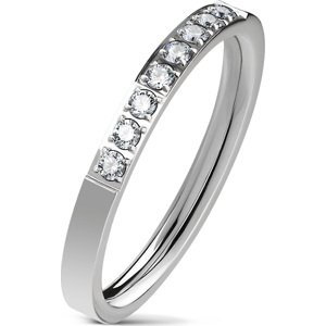 Ocelový prsten s 8 zirkony Velikost prstenu: 52
