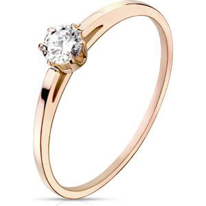 Ocelový rosegold prsten s čirým zirkonem Velikost prstenu: 49