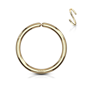 Rozevírací piercingový kroužek ze 14kt žlutého zlata 585/1000 Velikost: 0,8 mm, Délka / Průměr: 10 mm