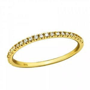 Stříbrný prsten ZiRCONIA ALL - zlatý Velikost prstenu: 52