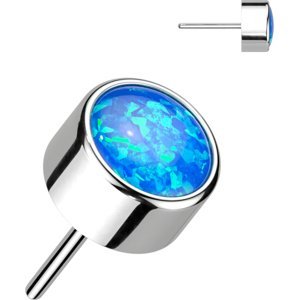Titanová bezzávitová koncovka Mateo Barva: Stříbrná / Opálově modrá, Velikost koncovky: 4 mm