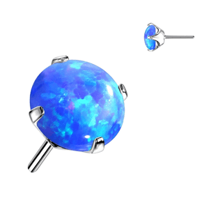 Titanová bezzávitová koncovka s opálem Barva: Opálová modrá, Velikost koncovky: 3 mm