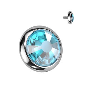 Titanová koncovka pro mikrodermal piercing a šperky s vnitřním závitem Barva: Aqua, Velikost: 1,6 mm, Velikost koncovky: 4 mm