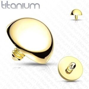 Titanová kopule pro mikrodermal piercing a šperky s vnitřním závitem Barva: Zlatá, Velikost: 1,6 mm, Velikost koncovky: 4 mm