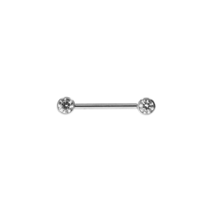 Titanový piercing do bradavek s vnitřním závitem a se Swarovski zirkony Velikost: 1,6 mm, Délka / Průměr: 12 mm, Velikost koncovky: 4 mm