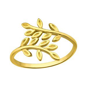 Zlacený prstýnek ze stříbra OLIVOVÁ VĚTVIČKA Velikost prstenu: 54