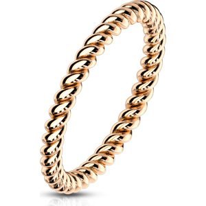 Zlacený rosegold ocelový prsten kroucený Velikost prstenu: 49