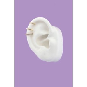 Zlacený stříbrný ( Ag 925) falešný kroužek na ucho - trojitý se zirkony