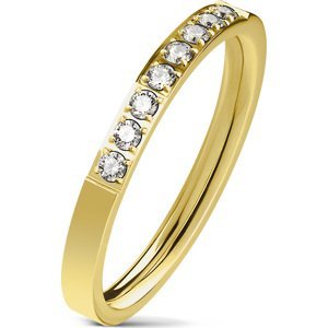 Zlatý ocelový prsten s 8 zirkony Velikost prstenu: 52