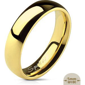 Zlatý ocelový prsten s lesklým povrchem Velikost prstenu: 49, Šíře: 5 mm