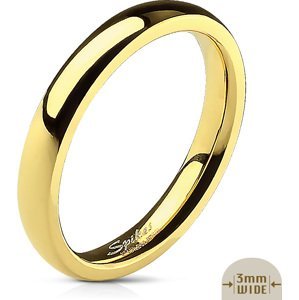 Zlatý ocelový prsten s lesklým povrchem Velikost prstenu: 51, Šíře: 3 mm