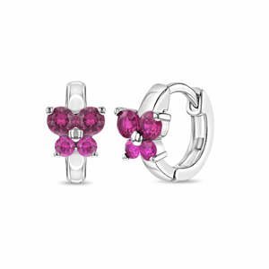 Dětské stříbrné náušnice - kroužky s růžovým zirkonovým motýlkem Množství: 1 pár
