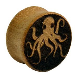Dřevěný plug Chobotnice tmavé dřevo Velikost: 22 mm