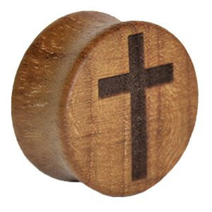 Dřevěný plug Kříž tmavé dřevo Velikost: 20 mm
