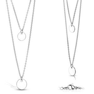 Dvojitý náhrdelník z chirurgické oceli s dvěma kulatými medailonky Barva: Stříbrná