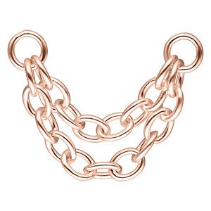 Dvojitý stříbrný řetízek na piercing - rosegold