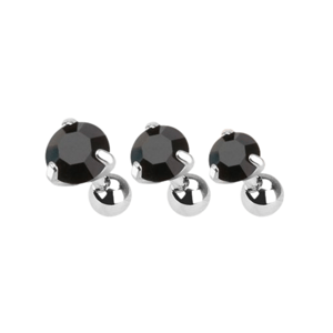 Helix piercing - sada 3 ks náušnic s černým vsazeným kamenem