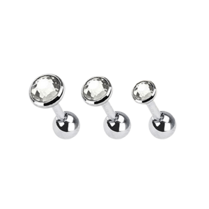 Helix piercing - sada 3 ks naušnic s čirým krystalem