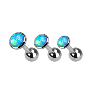Helix piercing - sada 3 ks náušnic s modrým opálovým kamenem