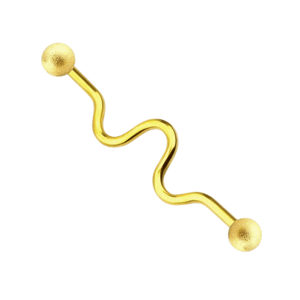 Industrial piercing vlnka s jiskřivě matnými kuličkami barevná Barva: Zlatá, Velikost: 1,6 mm x 38 mm x 5 mm