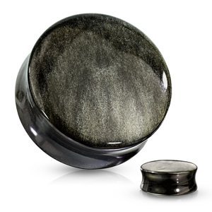 Kamenný plug Zlatavě černý Obsidián Velikost: 10 mm