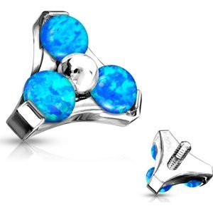 Náhradní ocelová koncovka s třemi opály pro šperky s vnitřním závitem Barva: Modrá