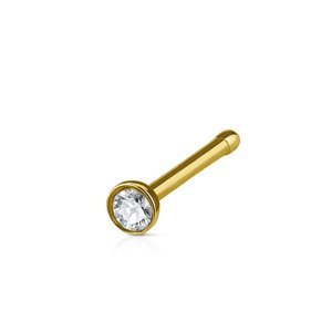 Nosovka rovná barevná s krystalovým kamínkem Barva: Zlatá, Velikost: 0,8 mm x 6 mm x 2,5 mm