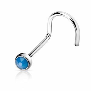 Nosovka z chirurgické oceli Opal style Barva: Modrá, Velikost: 0,8 mm, Délka / Průměr: 6 mm