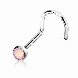 Nosovka z chirurgické oceli Opal style Barva: Růžová, Velikost: 0,8 mm, Délka / Průměr: 6 mm