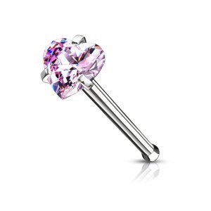 Nosovka z chirurgické oceli rovná Heart Barva: Růžová, Velikost: 0,8 mm, Délka / Průměr: 6 mm