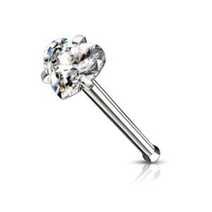Nosovka z chirurgické oceli rovná Heart Barva: Stříbrná/Čirá, Velikost: 1 mm, Délka / Průměr: 6 mm