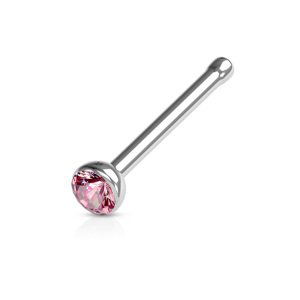 Nosovka z chirurgické oceli rovná se zirkonem Jill Barva: Růžová, Velikost: 0,8 mm, Délka / Průměr: 6 mm
