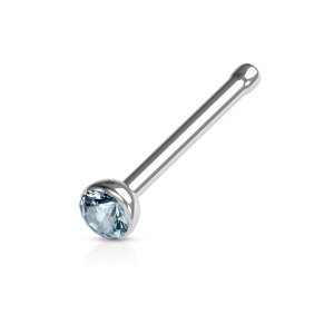 Nosovka z chirurgické oceli rovná se zirkonem Jill Barva: Světle modrá, Velikost: 0,8 mm, Délka / Průměr: 6 mm