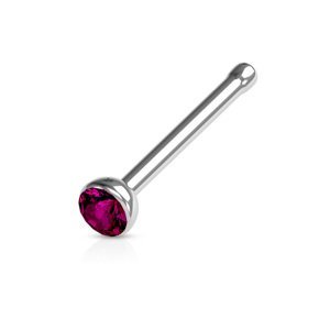 Nosovka z chirurgické oceli rovná se zirkonem Jill Barva: Tmavě růžová, Velikost: 0,8 mm, Délka / Průměr: 6 mm