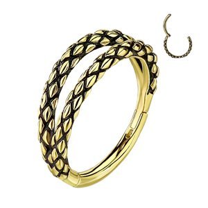 Ocelový kroužek s otevíráním Snake skin Barva: Zlatá, Délka / Průměr: 10 mm
