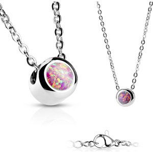 Ocelový náhrdelník s opálovým kamenem Barva: Růžová