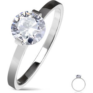 Ocelový prsten s čirým zirkonem Velikost: 57