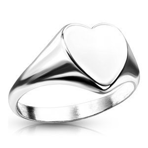 Ocelový prsten Silver Heart Velikost: 54