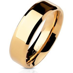 Ocelový rosegold prsten se zkosenými okraji Velikost: 57