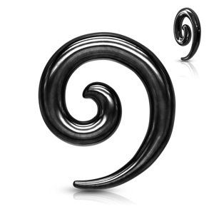 Ocelový roztahovák do ucha - černá spirála Barva: Černá, Velikost: 2,4 mm