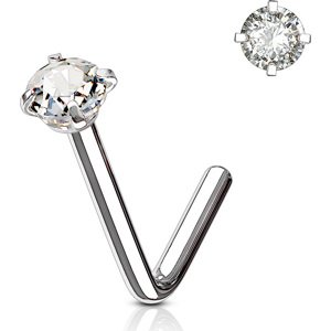 Piercing do nosu se vsazeným kamínkem Zirkonia Barva: Čirá, Velikost: 0,8 mm, Velikost koncovky: 3 mm