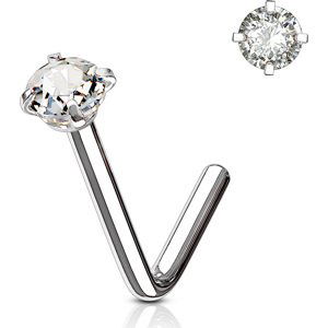 Piercing do nosu se vsazeným kamínkem Zirkonia Barva: Čirá, Velikost: 1 mm, Velikost koncovky: 3 mm