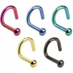 Piercing - ocelová nosovka barevná Barva: Fialová, Velikost: 1 mm x 6 mm x 2 mm