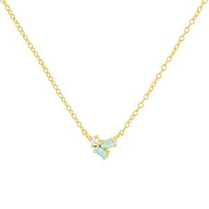 Pozlacený náhrdelník s opály a čirým zirkonem Opal Starlight