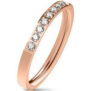 Rosegold ocelový prsten s 8 zirkony Velikost: 59