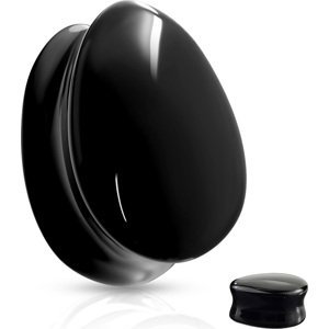 Skleněný sedlový plug ve tvaru kapky Barva: Černá, Velikost: 6 mm