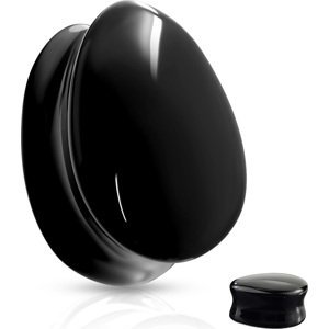 Skleněný sedlový plug ve tvaru kapky Barva: Černá, Velikost: 8 mm