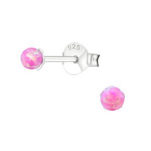 Stříbrné puzetové náušnice - pecky Pink Opal