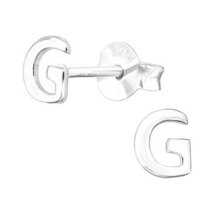Stříbrné puzetové náušnice - písmeno G